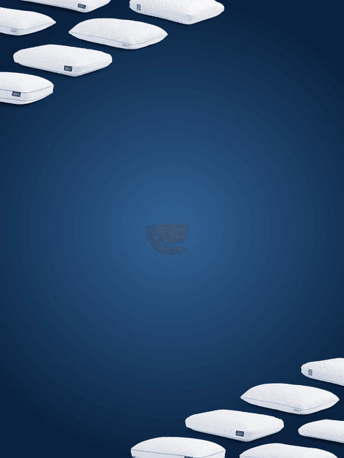 Angled silo pillows over a blue gradient background